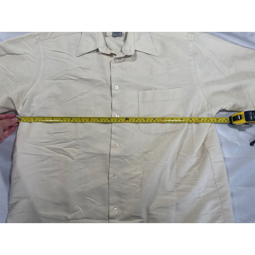 Savile Row Mens Button Up Shirt Size 16 Champagne Easy Care Comfort Office Work - Picture 9 of 11